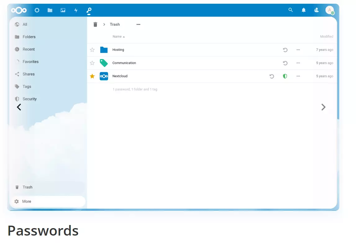 Image: Screenshot of Passwords in the Nextcloud app store